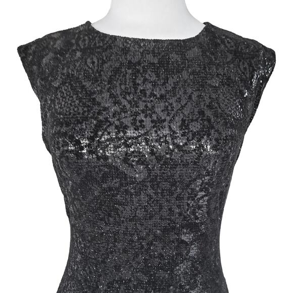 Alice + Olivia Black Sequin & Velvet Mini Dress Size XS Open Back Party Glam - Picture 9 of 13